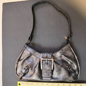 Y2K Metallic Shoulder Bag with Bucklr